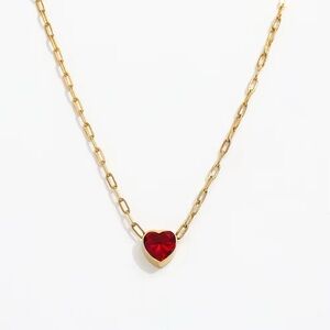 18K Gold Plated - Heart Necklace with Red Gemstone
